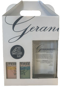 Geranium Gin Gaveæske med 4 spændende Tonicvand - Slagelse Vinkompagni
