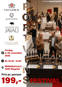 Portvinsfestival 2026 - Fredag d. 20. november 2026 kl. 18.30–21.00 - Slagelse Vinkompagni